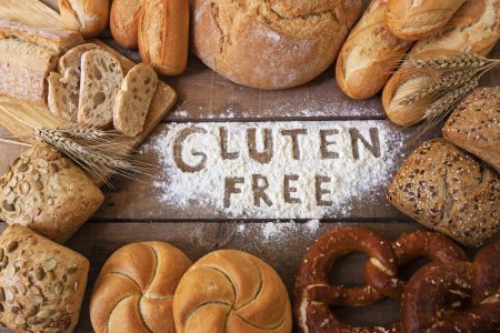a gluten free breads on wood background